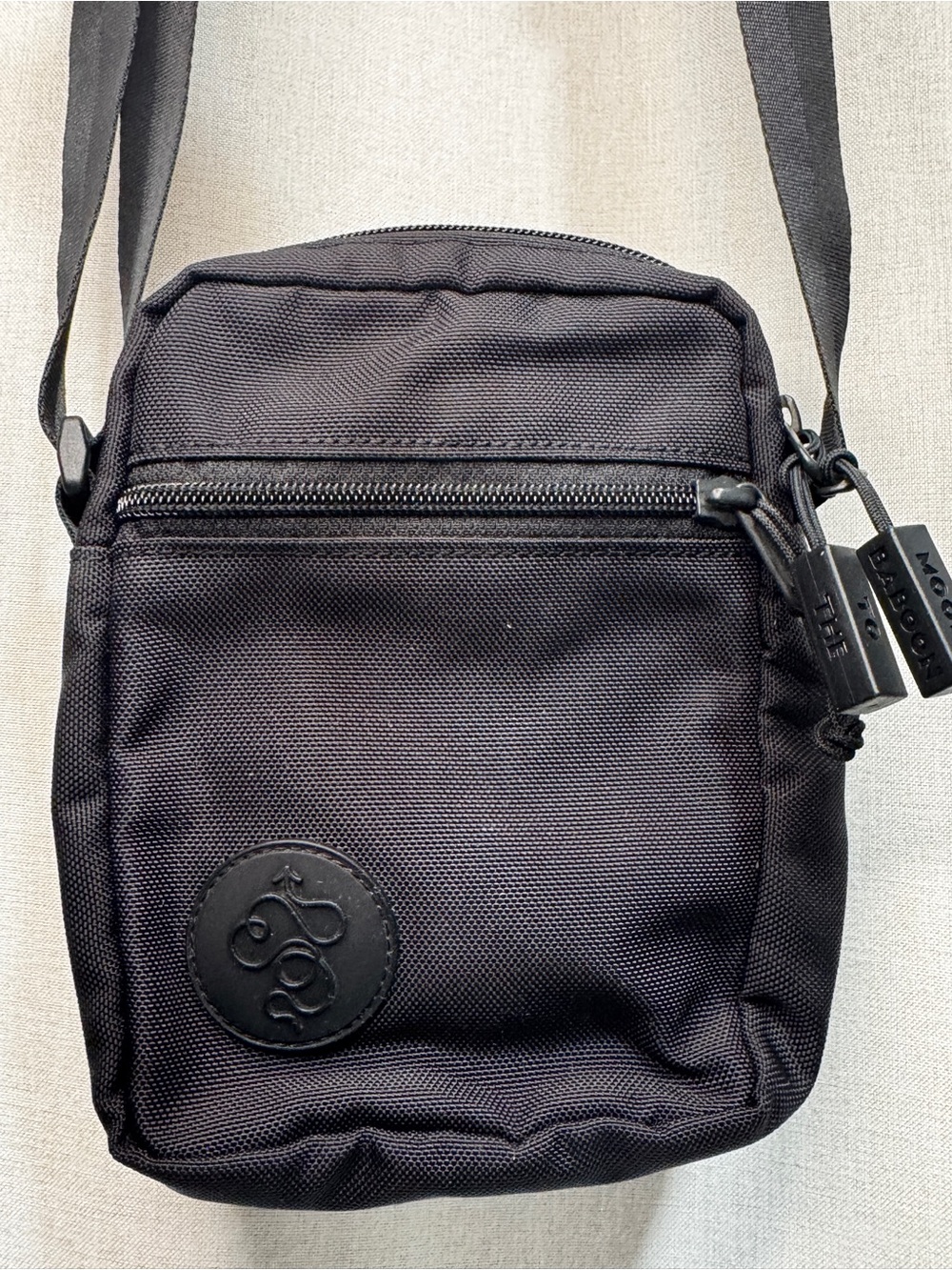 Baboon to the Moon Black Small Crossbody Bag Zip Adjustable Strap